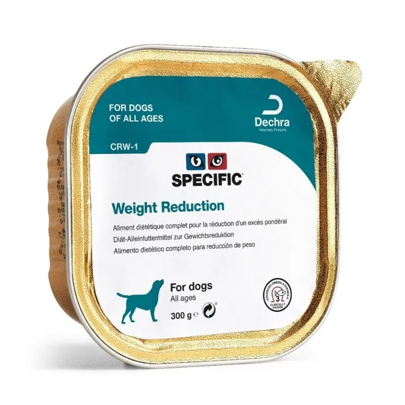 New Dechra Specific Crw-1 Weight Reduction Wet Dog Food Foil Trays 6X300g