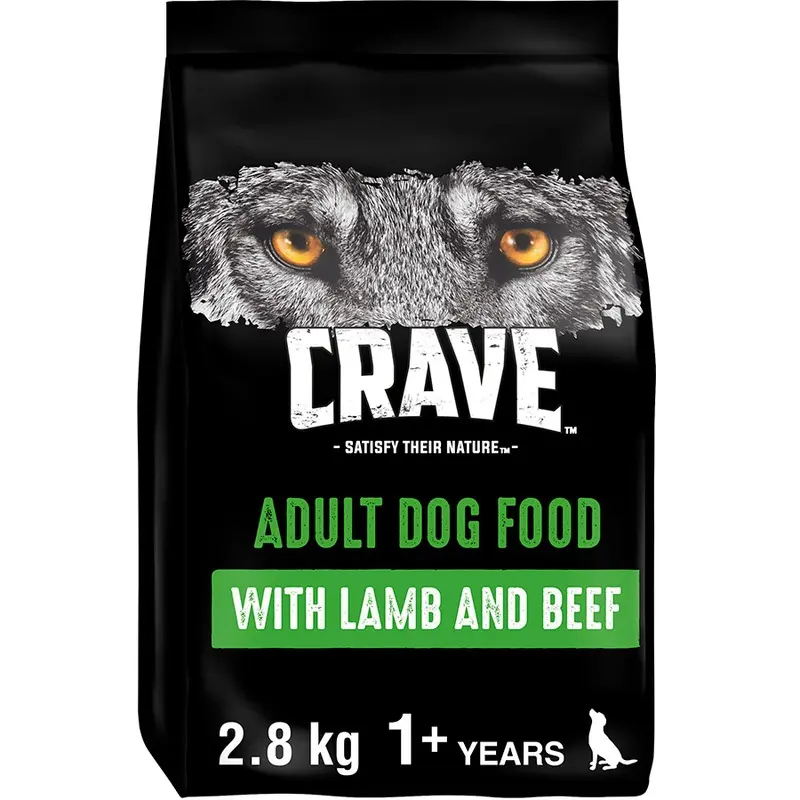 Crave Natural Grain Free Complete Dry Adult Dog Food Lamb And Beef 2.8Kg