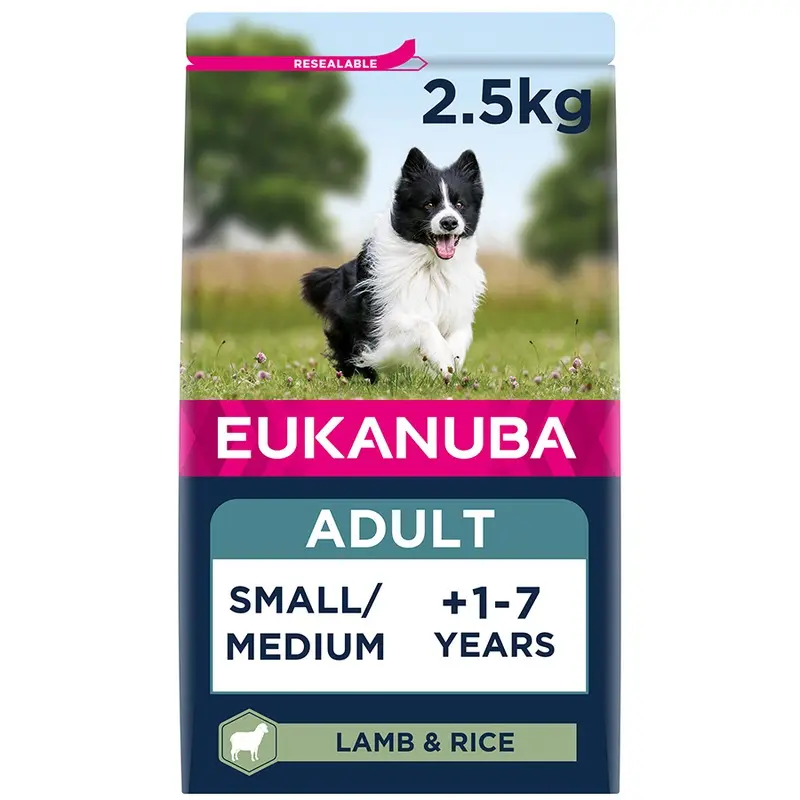 Eukanuba Dry Adult Dog Food Small/Medium Breed Rich In Lamb, Rice & Turmeric 2.5Kg