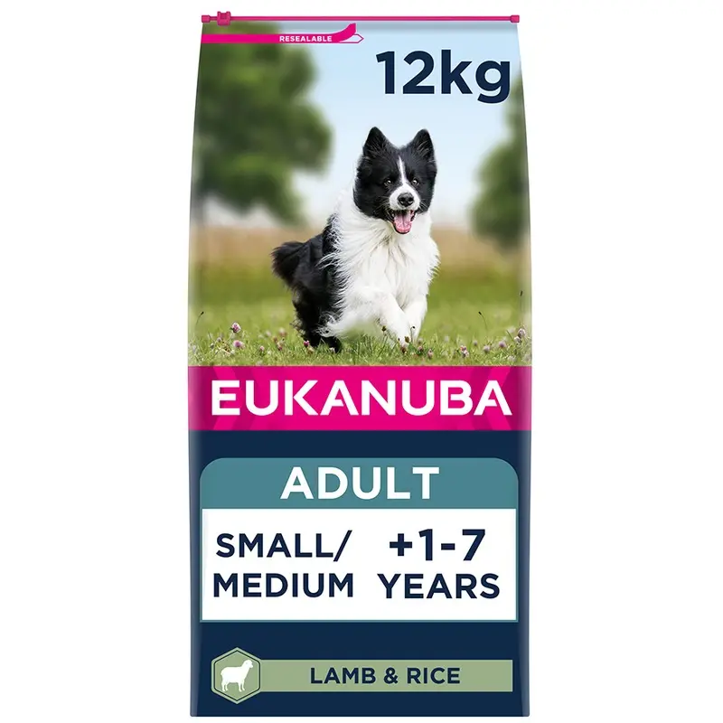 Eukanuba Small Medium Dry Adult Dog Food Lamb And Rice 12Kg