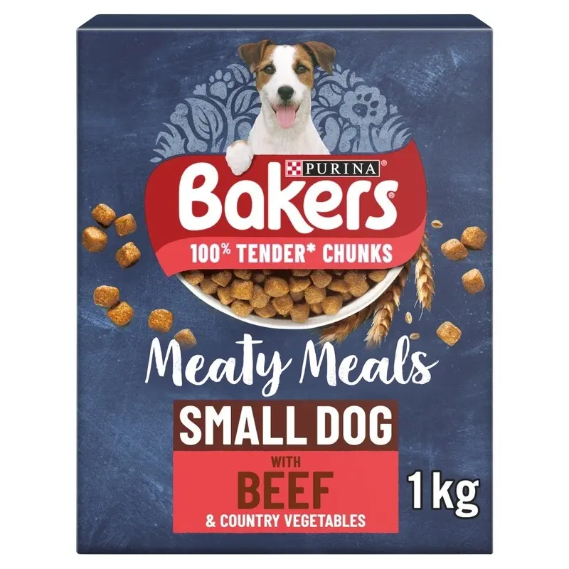 Bakers Meaty Meals Dry Dog Food - Dog - Beef - 1Kg Box Small