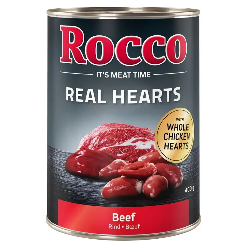 Rocco Real Hearts 6 X 400G - Beef With Whole Chicken Hearts