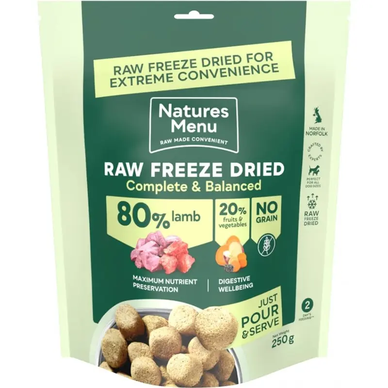 Natures Menu Freeze Dried Dog Food 80/20 Lamb - 250g