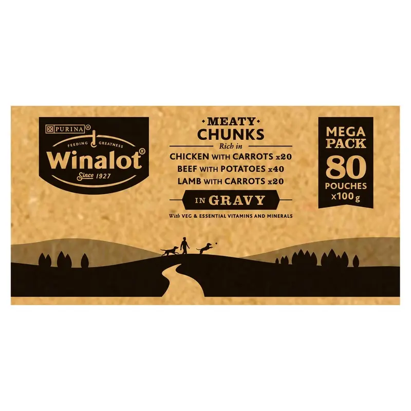 Winalot Meaty Chunks Mixed in Gravy Wet Dog Food 80x100g