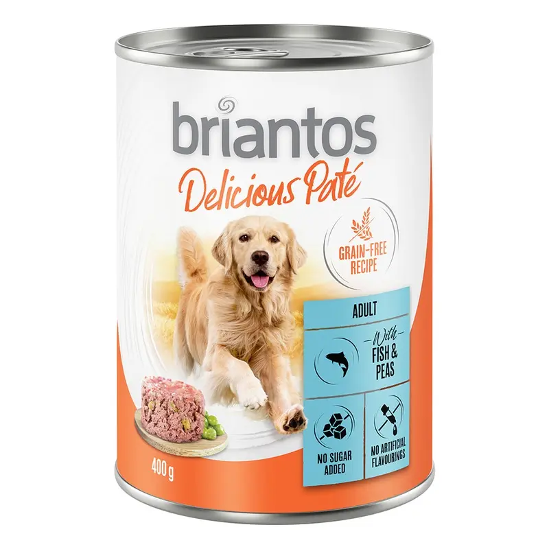 Briantos 6 X 400G Delicious Pat Wet Dog Food - Special Price! * - Fish & Peas (6 X 400G)