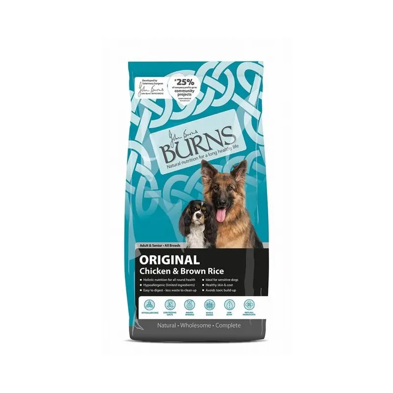 New Burns Adult & Senior Original - Chicken & Rice 12 Kg Brown