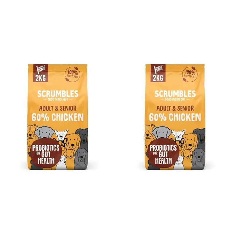 New Scrumbles Dry Dog Food With Fresh Chicken, 2 Kg (Pack Of 2),Package May Vary 2Kg