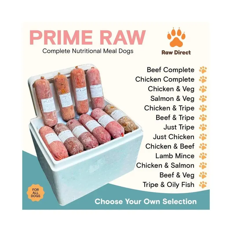Prime Raw (Tripe & Oily Fish Complete, 20) Frozen Raw Barf Dog Food Rolls 454G Size 20