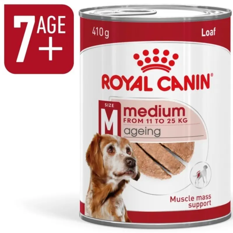 Royal Canin Royal Canin Ageing 7+ Wet Dog Food In Loaf Cans - 410G Golden Medium