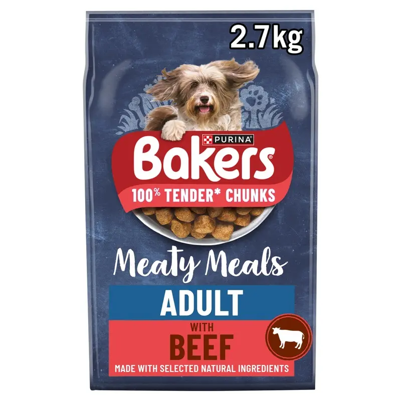 Bakers Meaty Meals Dry Dog Food, Beef, 2.7kg