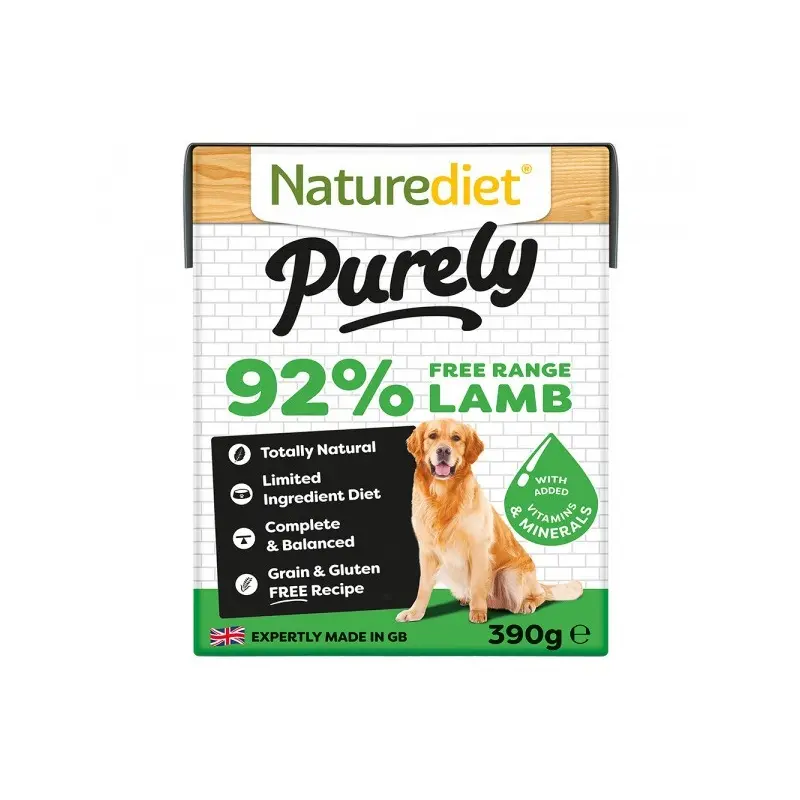 Naturediet Purely Lamb Dog Food - X 390G Grain Size 18