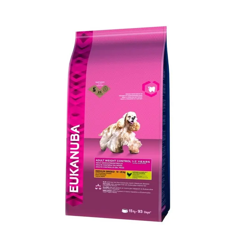 New Eukanuba Breed Adult Dog Food Weight Control 15Kg Medium