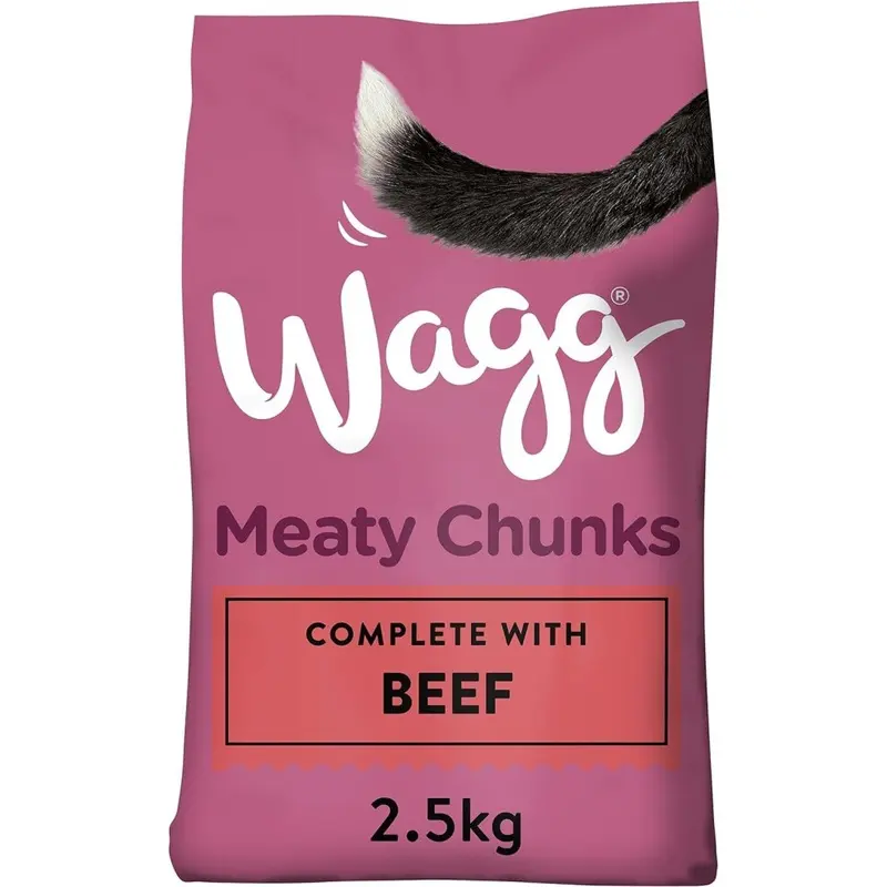 Wagg Meaty Chunks Complete Dry Adult Dog Food Beef (Pack Of 4) - Meaty & Delicious 2.5Kg