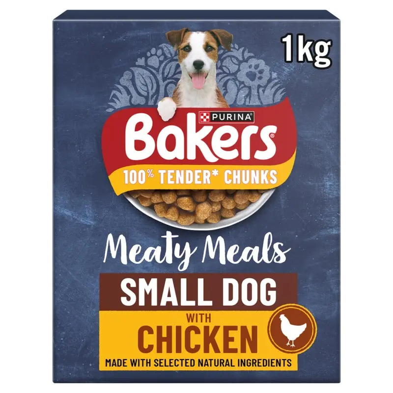 Bakers Meaty Meals Dog Chicken Dry Dog Food 1Kg (Pack Of 5) Small