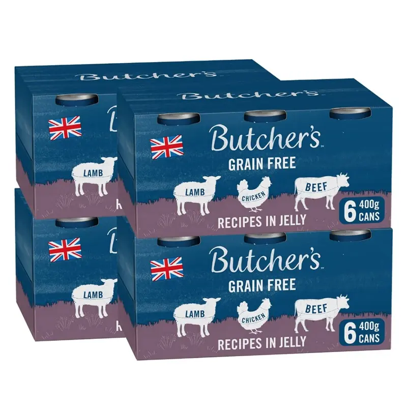 Butchers Grain Wet Dog Food Tin Cans Free Recipes In Jelly (24 X 400G) 9.6Kg