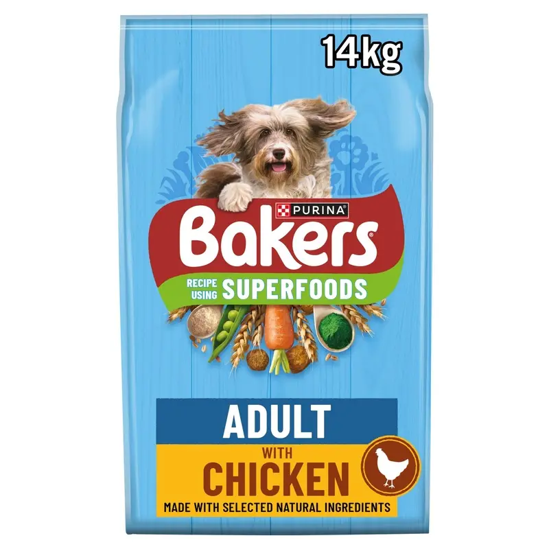 Bakers Adult Dry Dog Food Chicken and Veg 14 kg, Packaging May Vary