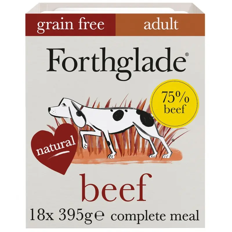 Forthglade Complete Beef With Sweet Potato Adult Free Dog Food - X 395G Grain Size 18