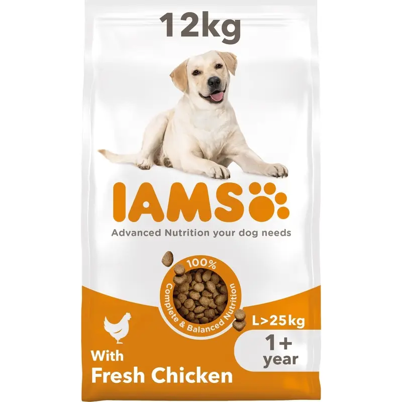 Iams Adult Breed Dog Food With Fresh Chicken - 12Kg Large