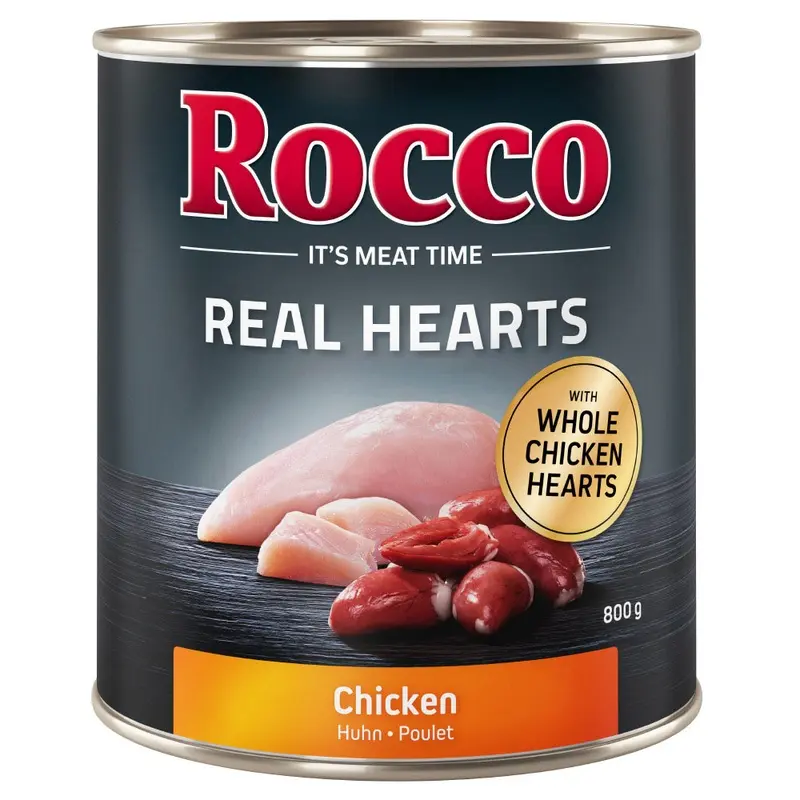 Rocco Real Hearts 6 X 800G - Chicken With Whole Chicken Hearts