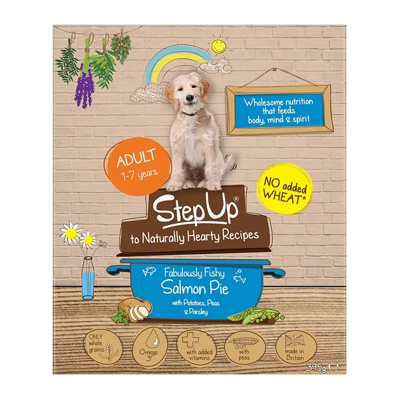 Step Up To Naturals Fabulously Fishy Salmon Pie Wet Adult Dog Food 395G Tray
