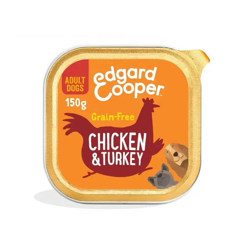 Edgard And Cooper Succulent Chicken And Turkey Adult Dog Wet Food Trays - Grain 150G