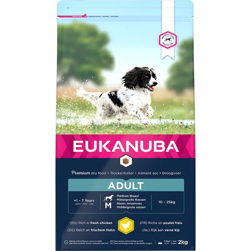 Eukanuba Medium Breed Dry Adult Dog Food Chicken 2Kg