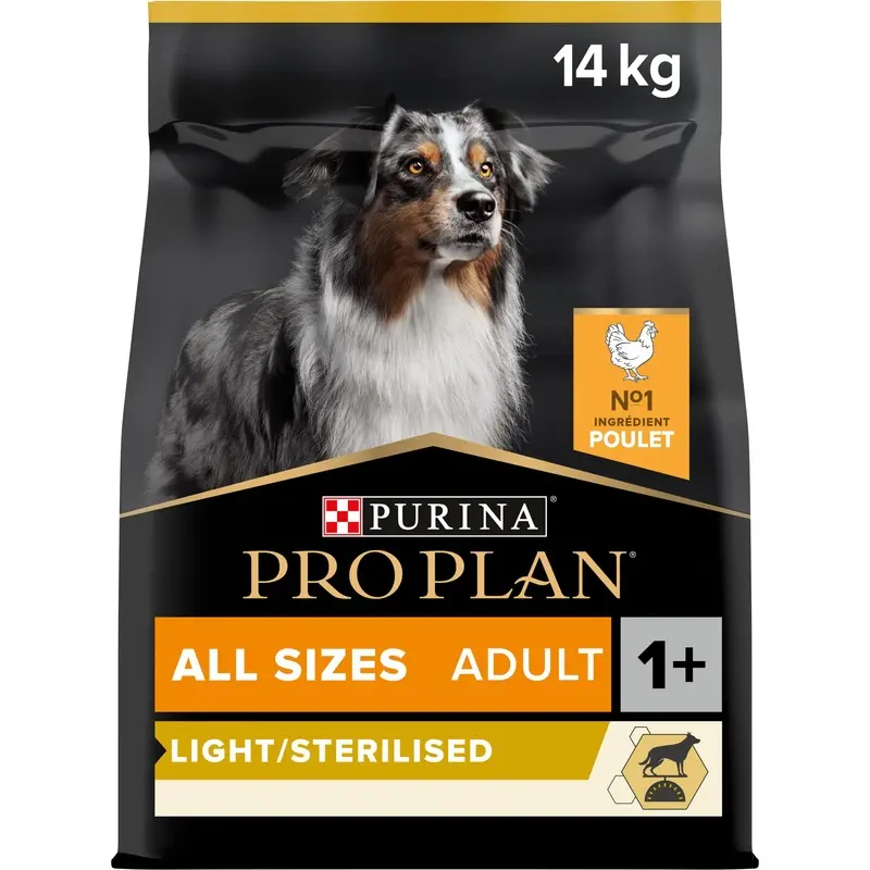PRO PLAN Adult Light / Sterilised Dry Dog Food with Chicken 14kg, For Neutered Dogs