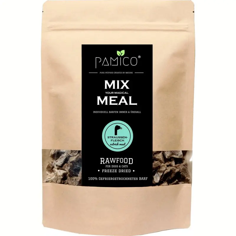 Pamico Blue/Red/Yellow - Mix Meal Freeze-Dried Ostrich Meat | : 120G