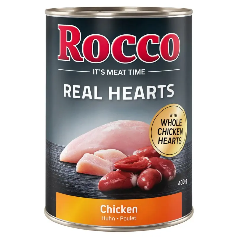 Rocco Real Hearts 6 X 400G - Chicken With Whole Chicken Hearts