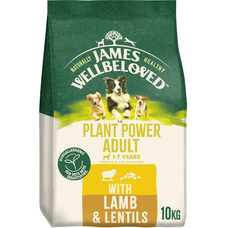 James Wellbeloved Plant Power Adult Dry Dog Food Lamb & Lentils 10Kg