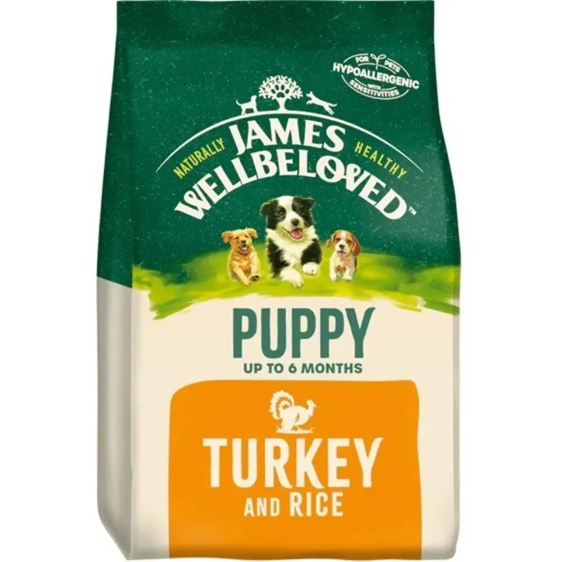 James Wellbeloved Puppy Dry Food Turkey And Rice - Brown/White/Green 15Kg