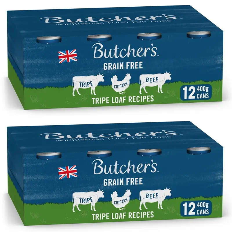 Butchers Tripe Loaf Recipes Dog Food Tins, 9.6 Kg (2 X 12 X 400 G) 9.6Kg
