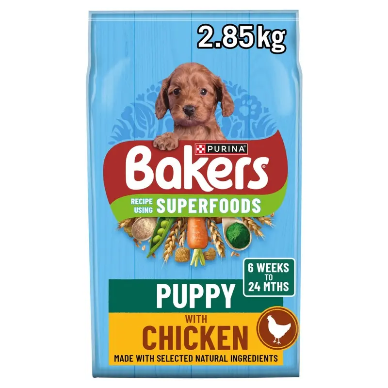 Bakers Puppy Dry Dog Food Chicken And Veg, Pack Of 4 2.85Kg