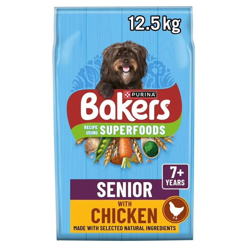 Bakers Senior Dry Dog Food Chicken & Veg 12.5Kg