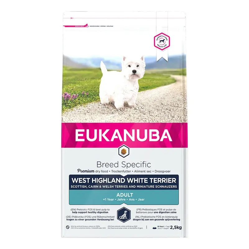 Eukanuba White West Highland Terrier Adult Dog Food (2.5Kg) (Pack Of 2) 2.5Kg