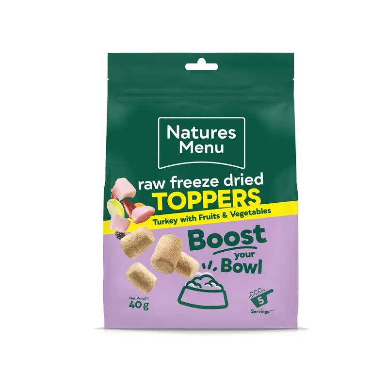 Natures Menu Complete Raw Freeze Dried Turkey Toppers Dog Food - Green 40G
