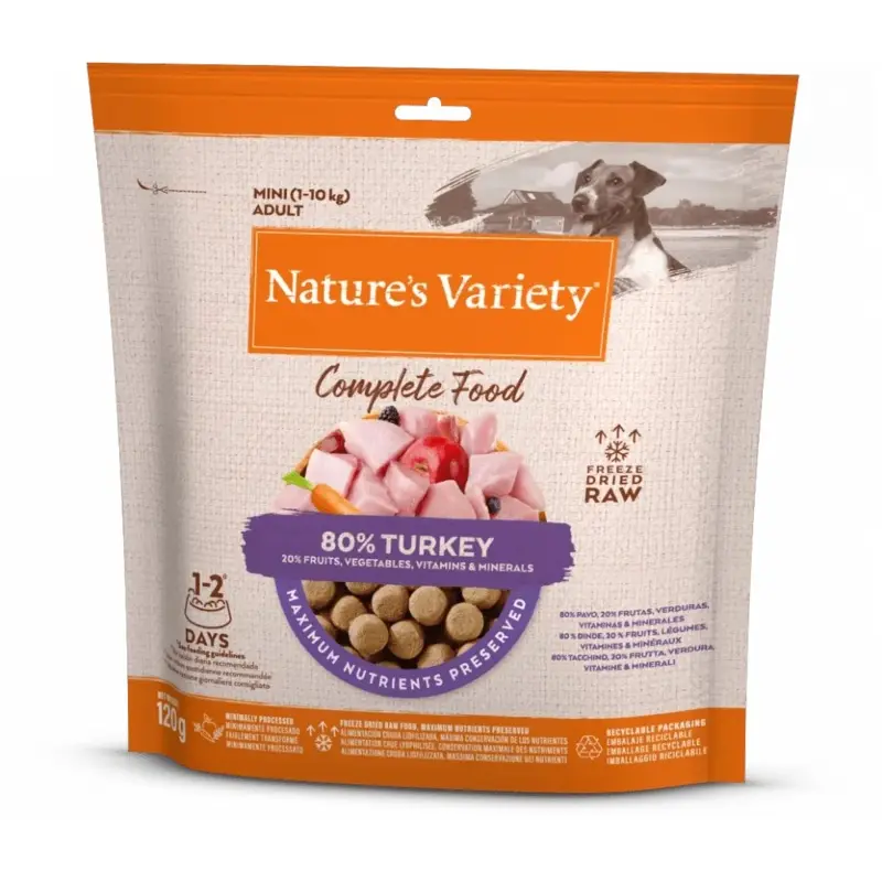 Natures Variety Green Dog Complete Freeze Dried Food Turkey 120G