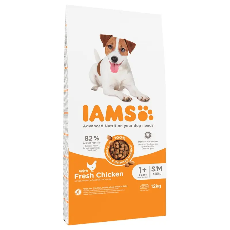 Iams 12Kg Dry Dog Food - 10Kg + 2Kg Free! * - Adult Small & Medium - Chicken (12Kg)
