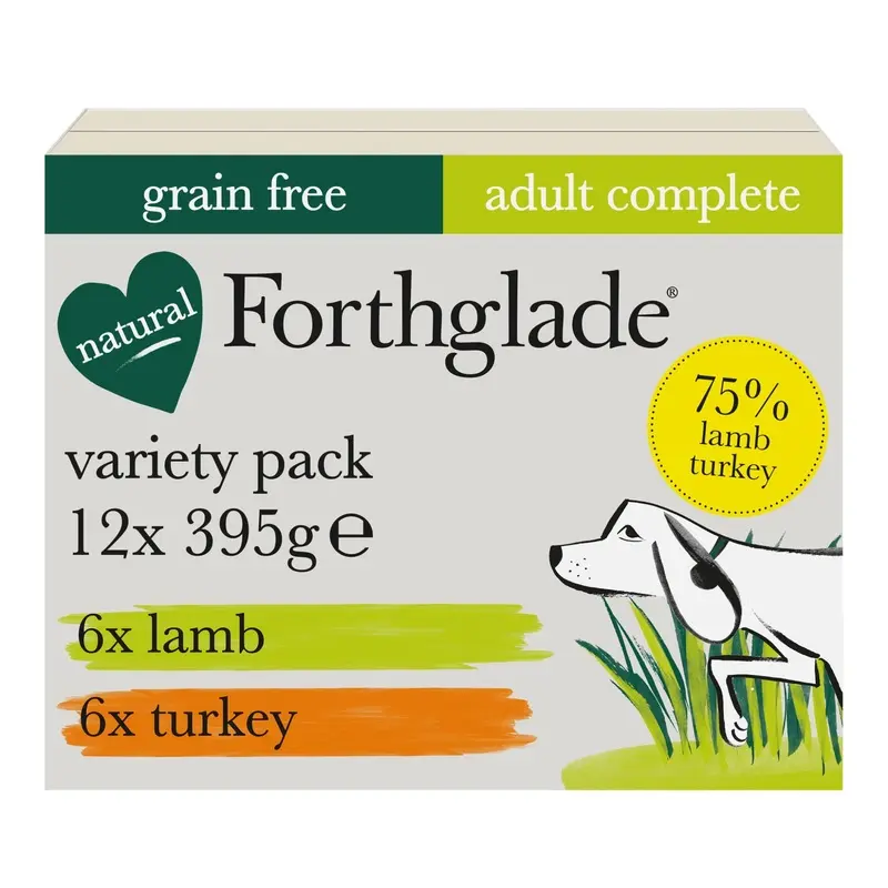 Forthglade Complete Adult Variety Lamb And Turkey Dog Food - X 395G Grain Size 12