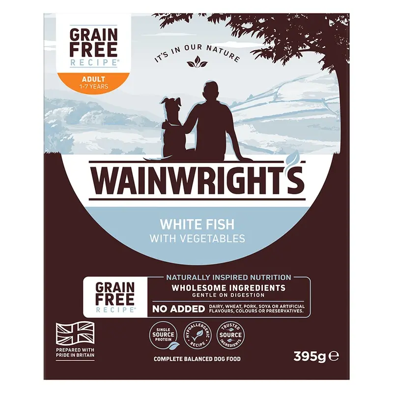 Wainwrights Grain Free Wet Adult Dog Food Fish 395G Tray