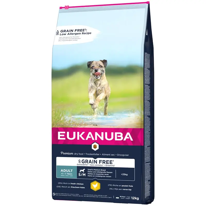 Eukanuba Grain Free Small & Medium Breed Adult - Chicken - 12Kg