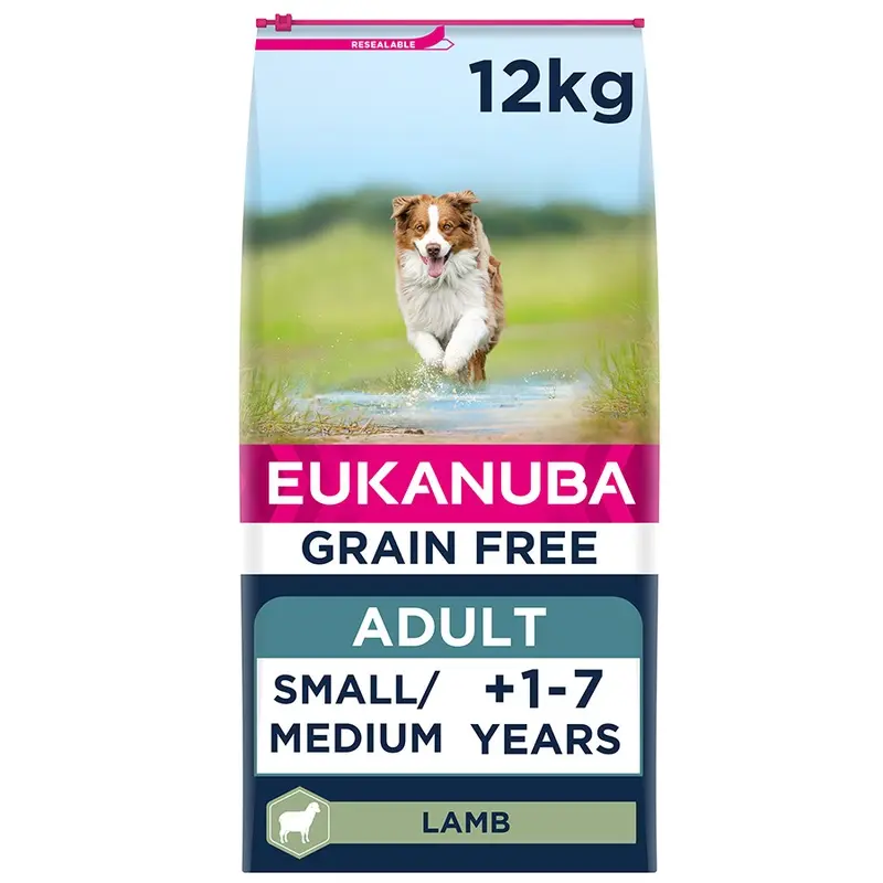 Eukanuba Grain Free Small/Medium Breed Dry Adult Dog Food Lamb 12Kg