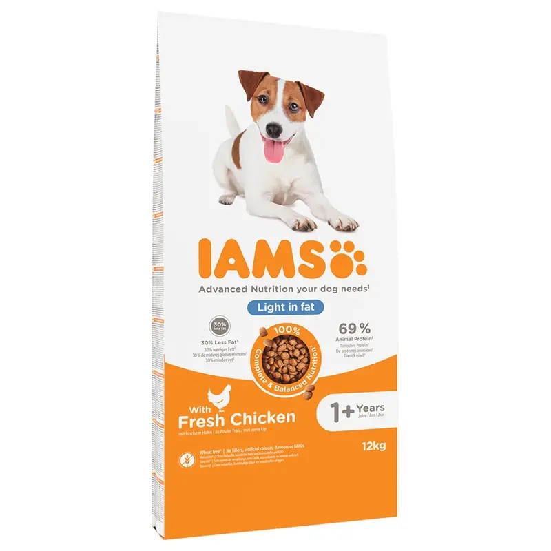 Iams 12Kg Dry Dog Food - 10Kg + 2Kg Free! * - Weight Control - Chicken (12Kg)