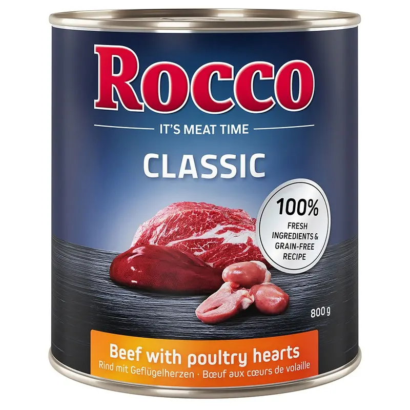 Rocco Classic 6 X 800G - Beef With Poultry Hearts