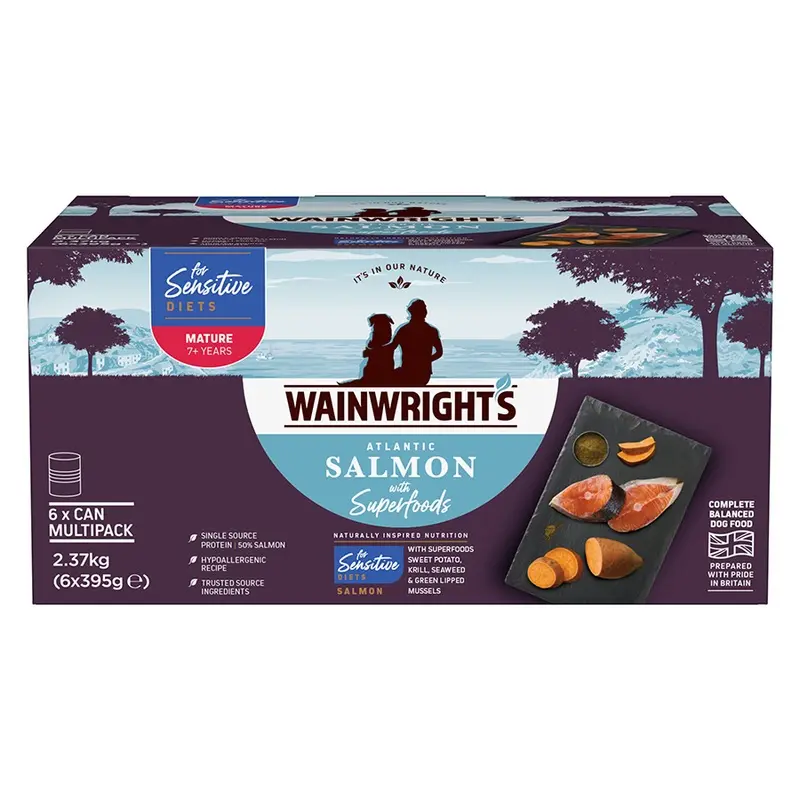 Wainwrights Sensitive Wet Mature Dog Food Atlantic Salmon With Superfoods 6X395G