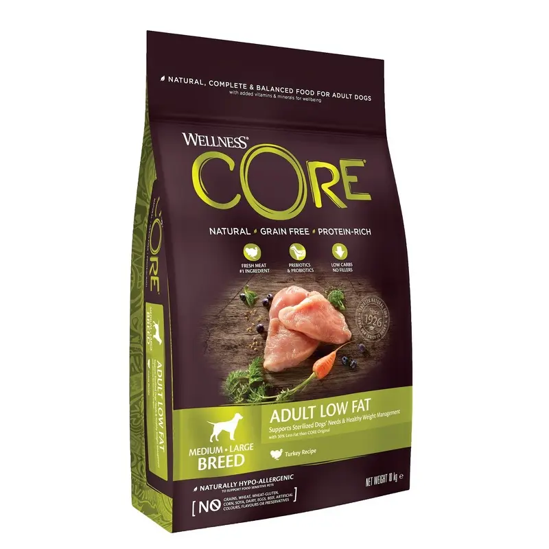 Wellness Core Grain/Salmon Dog Adult Low Fat Turkey 10Kg