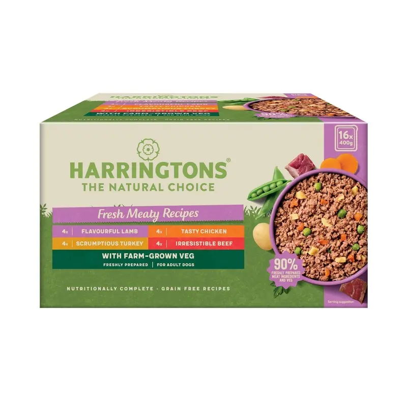 Harringtons Fresh Meaty Recipes With Veg Adult Free Dog Food - X 400G Grain Size 16