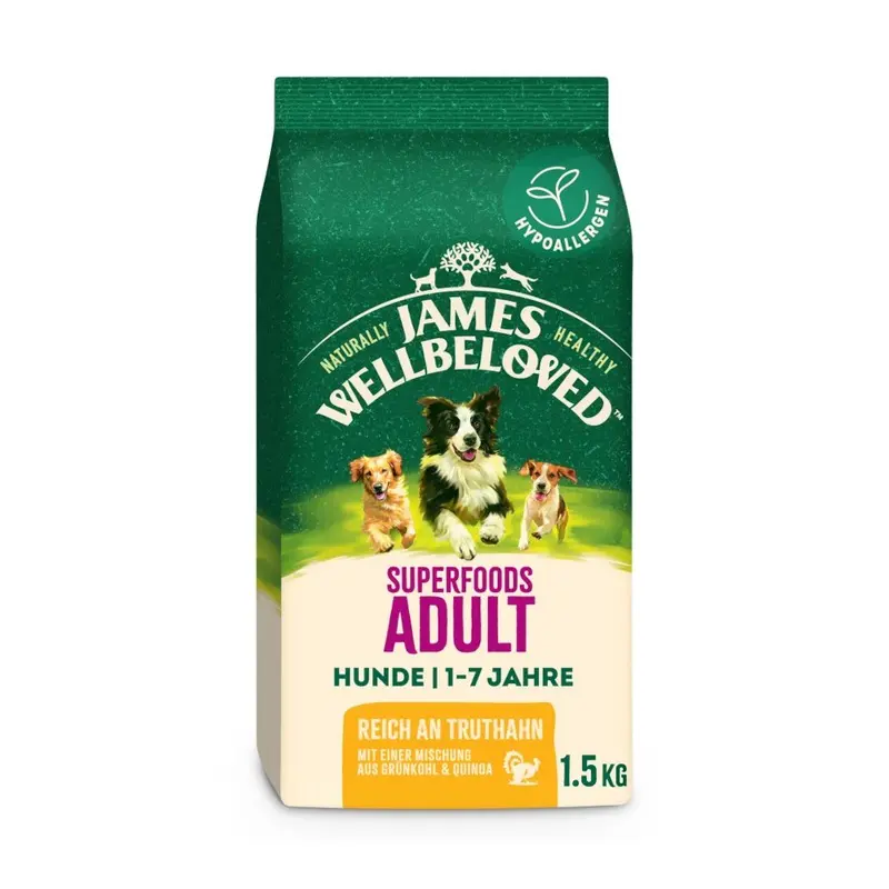 James Wellbeloved Adult Hypoallergenic Superfoods Turkey With Kale & Quinoa - 1.5Kg