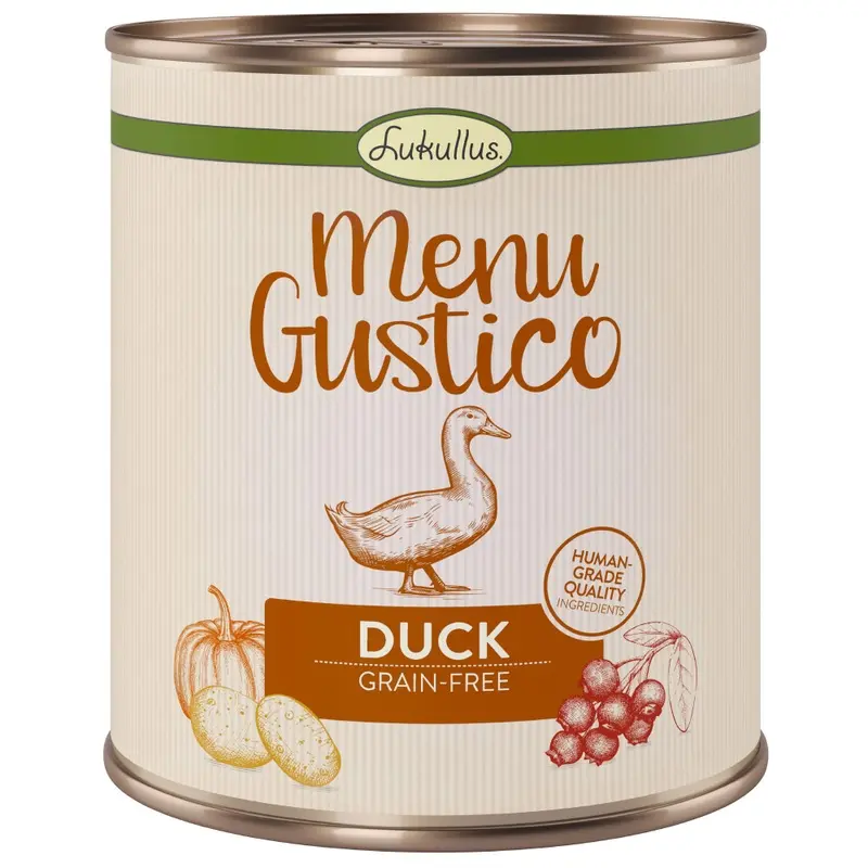 Lukullus 6 X 800G Wet Dog Food - 5 + 1 Free! * - Menu Gustico Duck - Grain-Free (6 X 800G)
