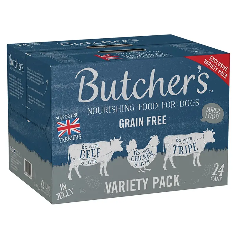 Butchers Grain Free Adult Wet Dog Food Mixed Variety 24X400G Tins